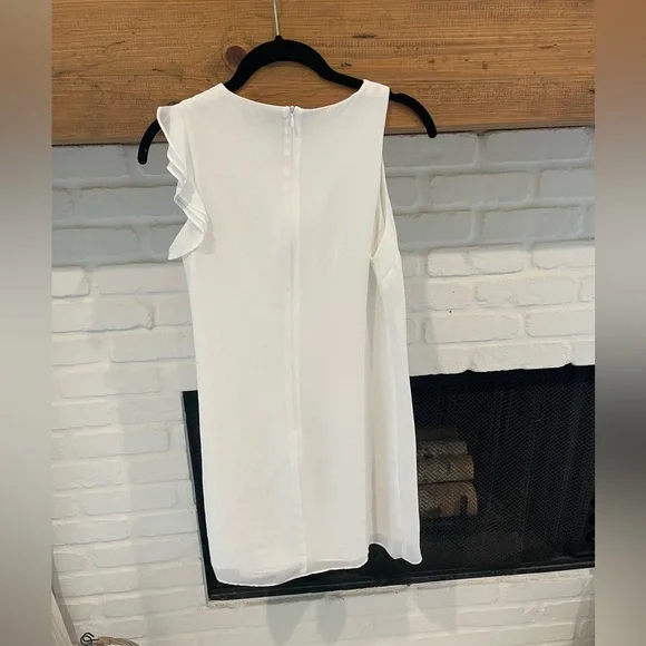 Naked zebra white ruffle shoulder mini dress - Picture 2 of 3